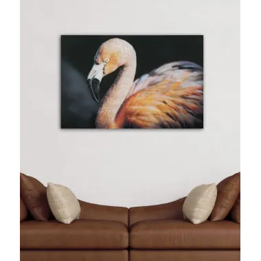DRUK NA PŁÓTNIE Z APLIKACJAMI -B- FLAMINGO 120X3,8X80 cm